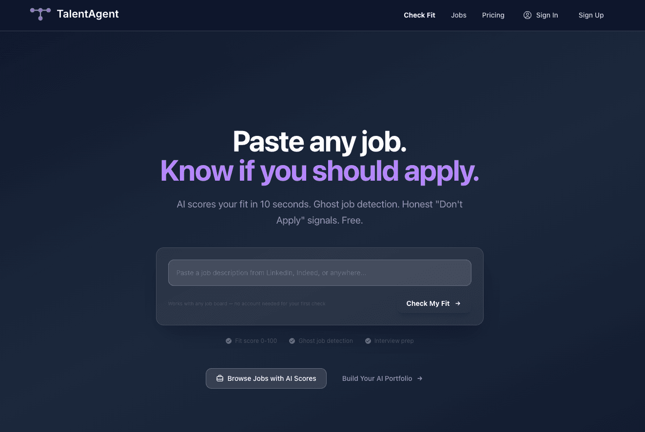 TalentAgent: AI Job Fit Assessment Platform (2026) project screenshot