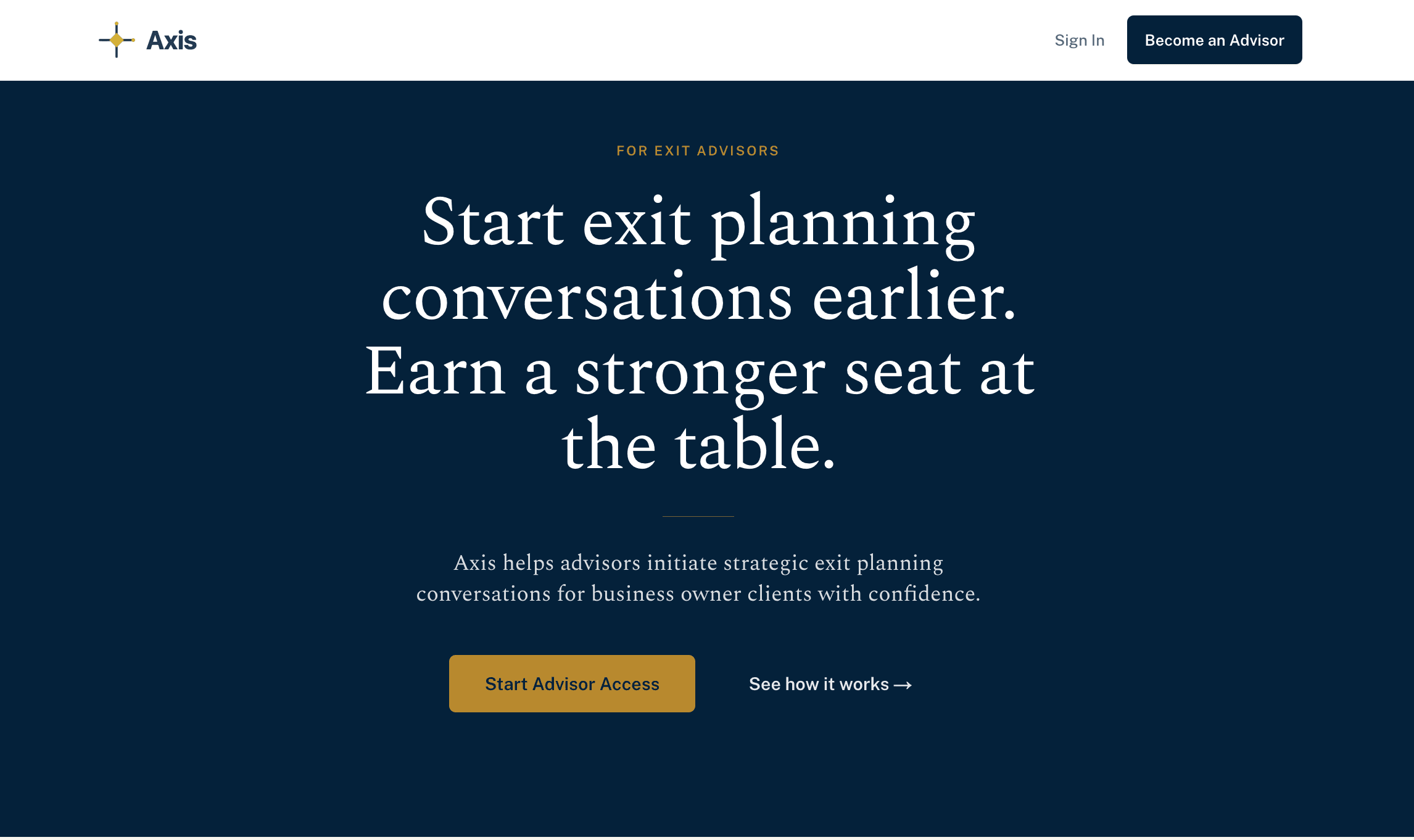 Axis: Exit Planning SaaS for Financial Advisors (2026) project screenshot