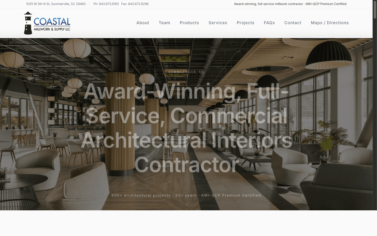 Coastal Millwork & Supply, Concept Redesign (2025) project screenshot