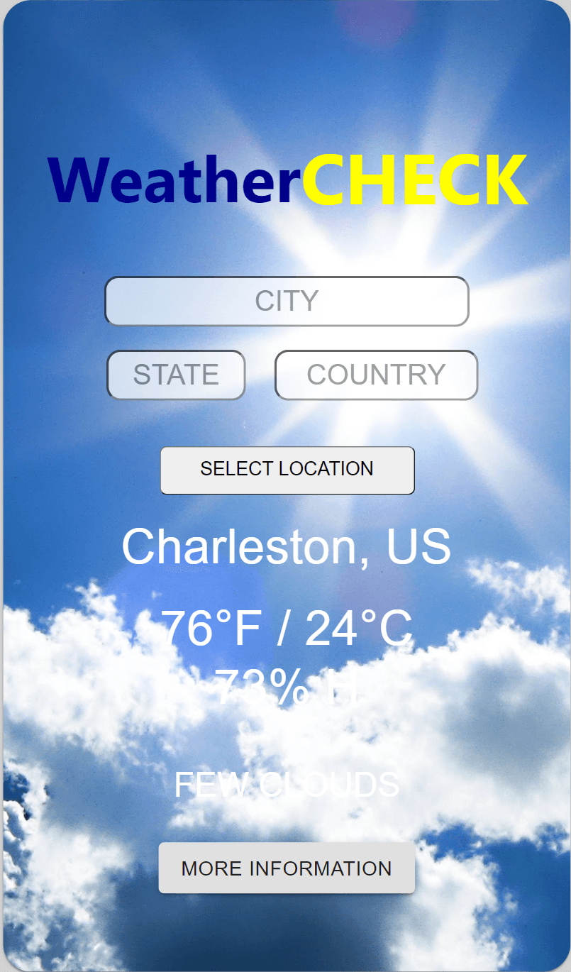 Screenshot of Weather App
