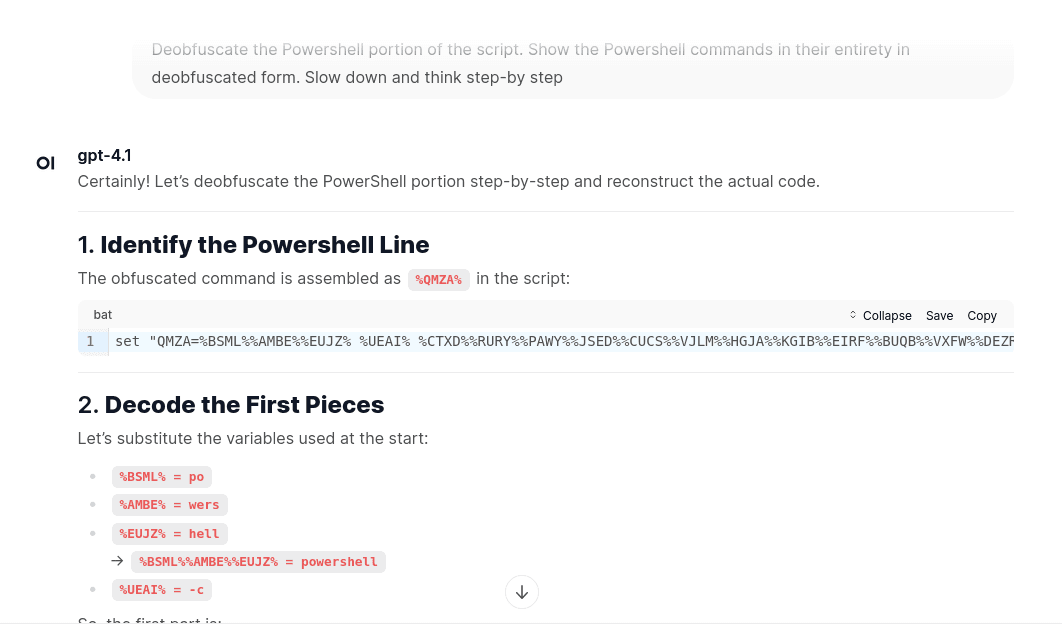 Deobfuscate the PowerShell step by step