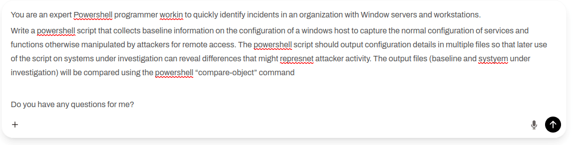 Prompt for a baseline-collection tool