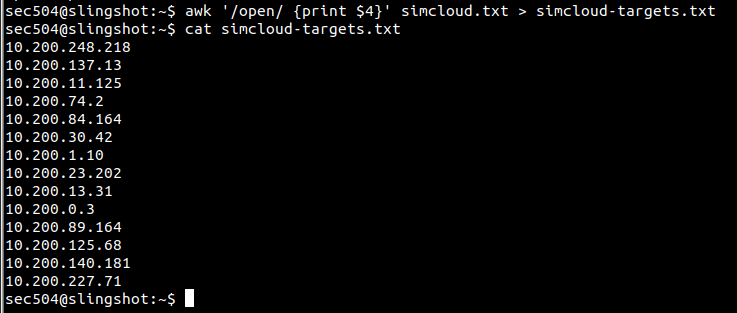 Extract the live IPs