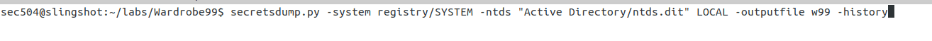 Extract NTLM hashes from NTDS.dit