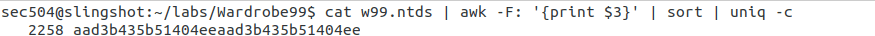 Analyze LM hashes and strip machine accounts