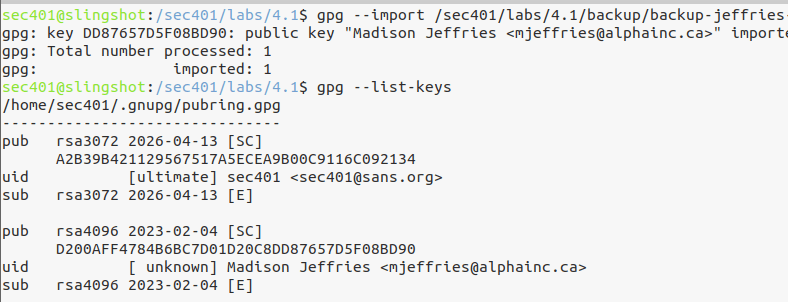 Import a third-party public key