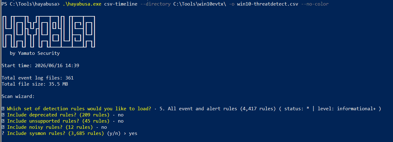 Run the full detection timeline