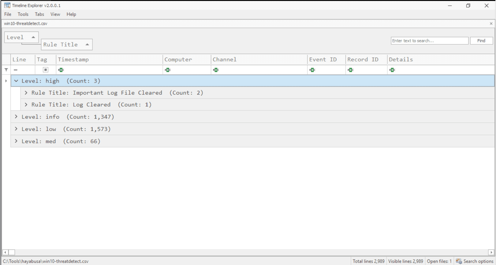 Group in Timeline Explorer and rebuild the sequence