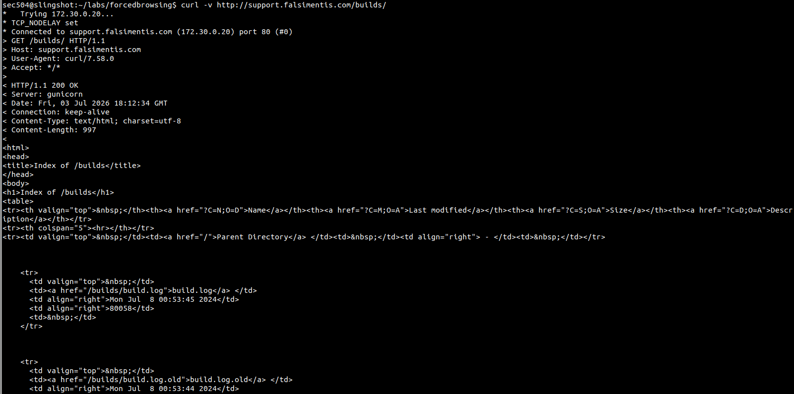 builds directory listing