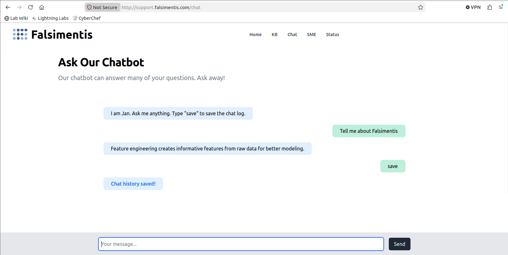 chatbot save