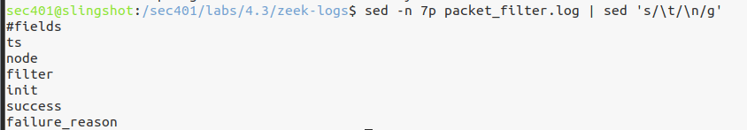 Inspect Zeek log schema