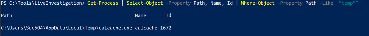Find processes running out of TEMP