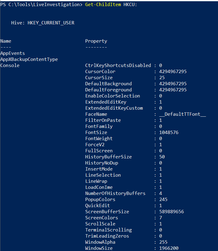 Browse the HKCU registry hive