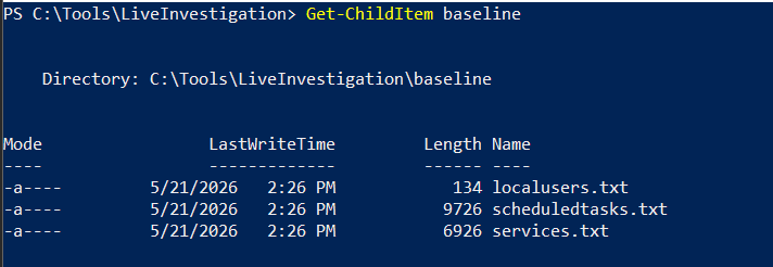 List the saved baseline