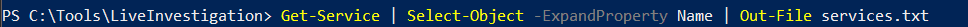 Snapshot services to a file