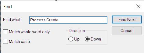 Find the Process Create event