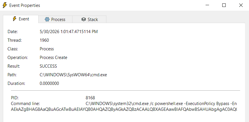 Read the encoded PowerShell command line