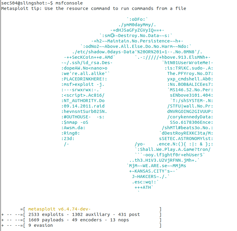 msfconsole banner