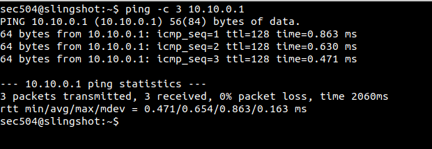 Linux ping to target