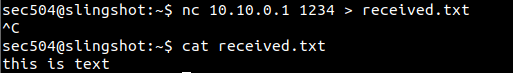 File received on Linux