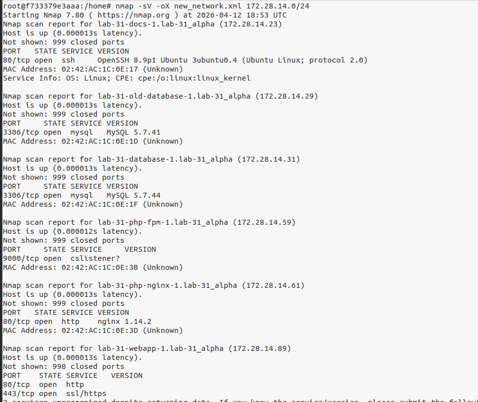 Baseline scan saved to XML