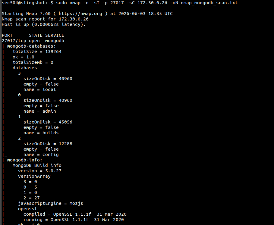 Saved MongoDB scan output