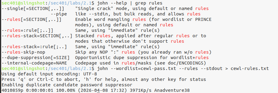 Generate mangled wordlist with John rules