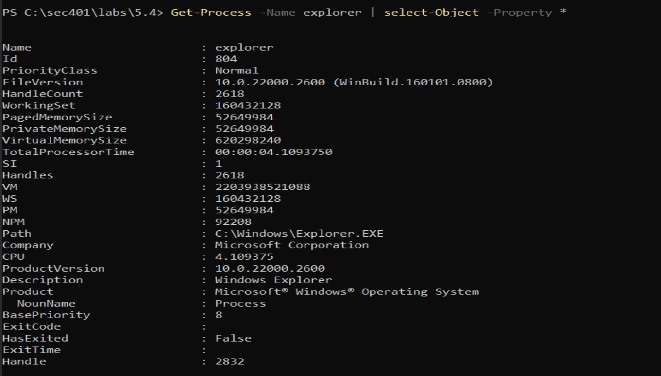 Deep property view on a single process