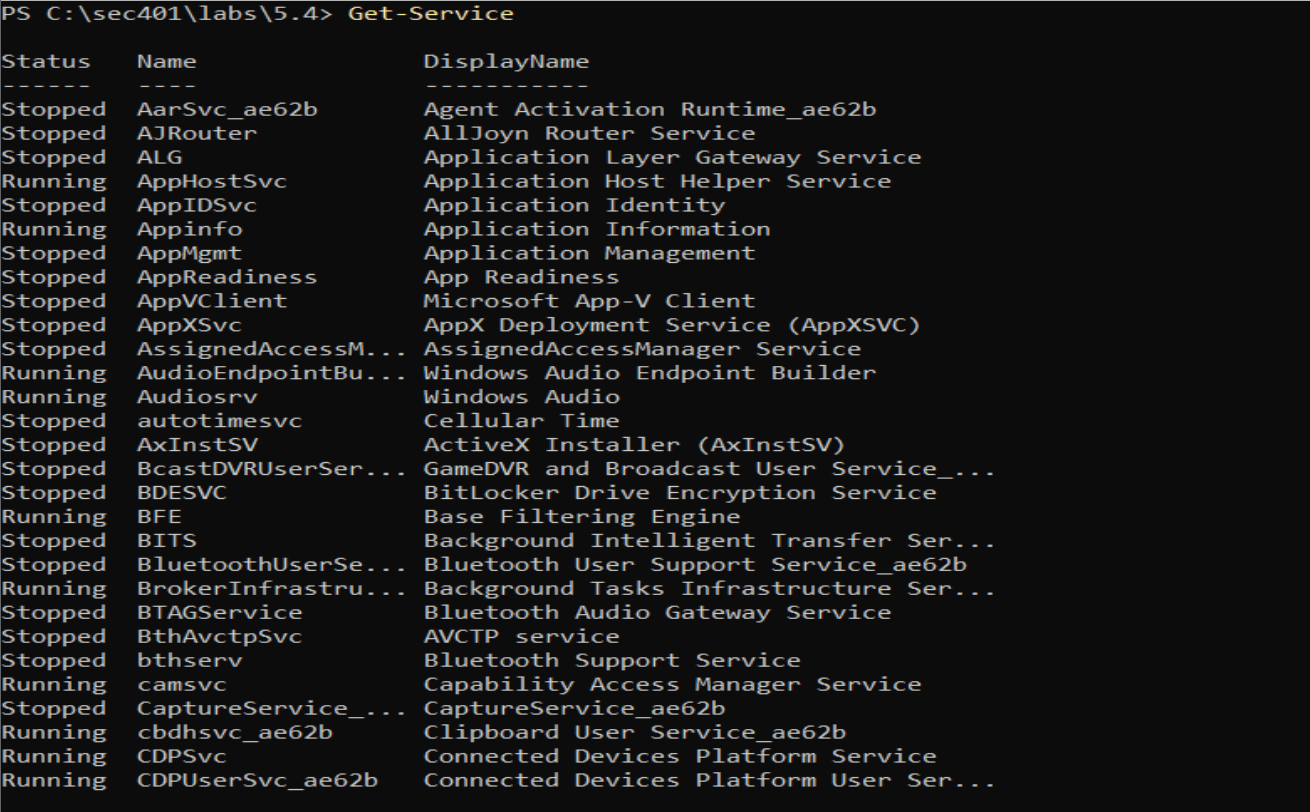 Enumerate Windows services