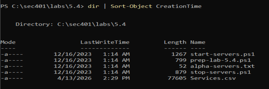 Sort directory listing by CreationTime