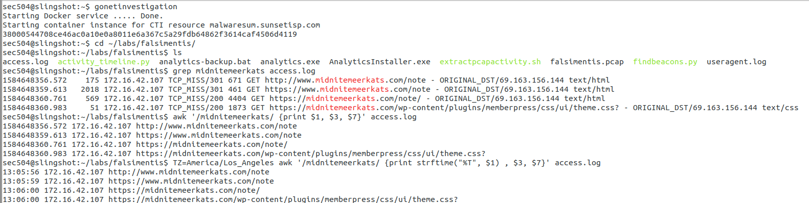 Zeek log listing