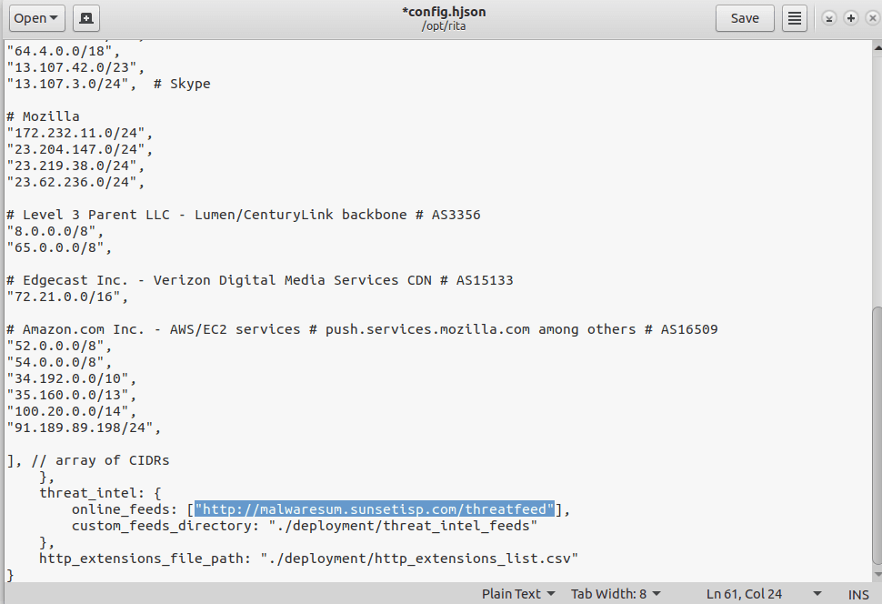 Wire in a threat-intel feed