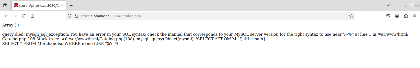 Observed error response