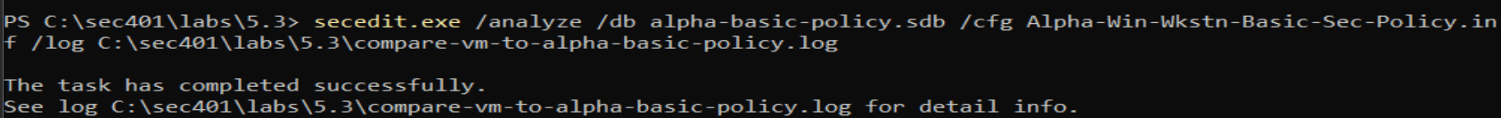Analyze the VM against the Alpha basic template