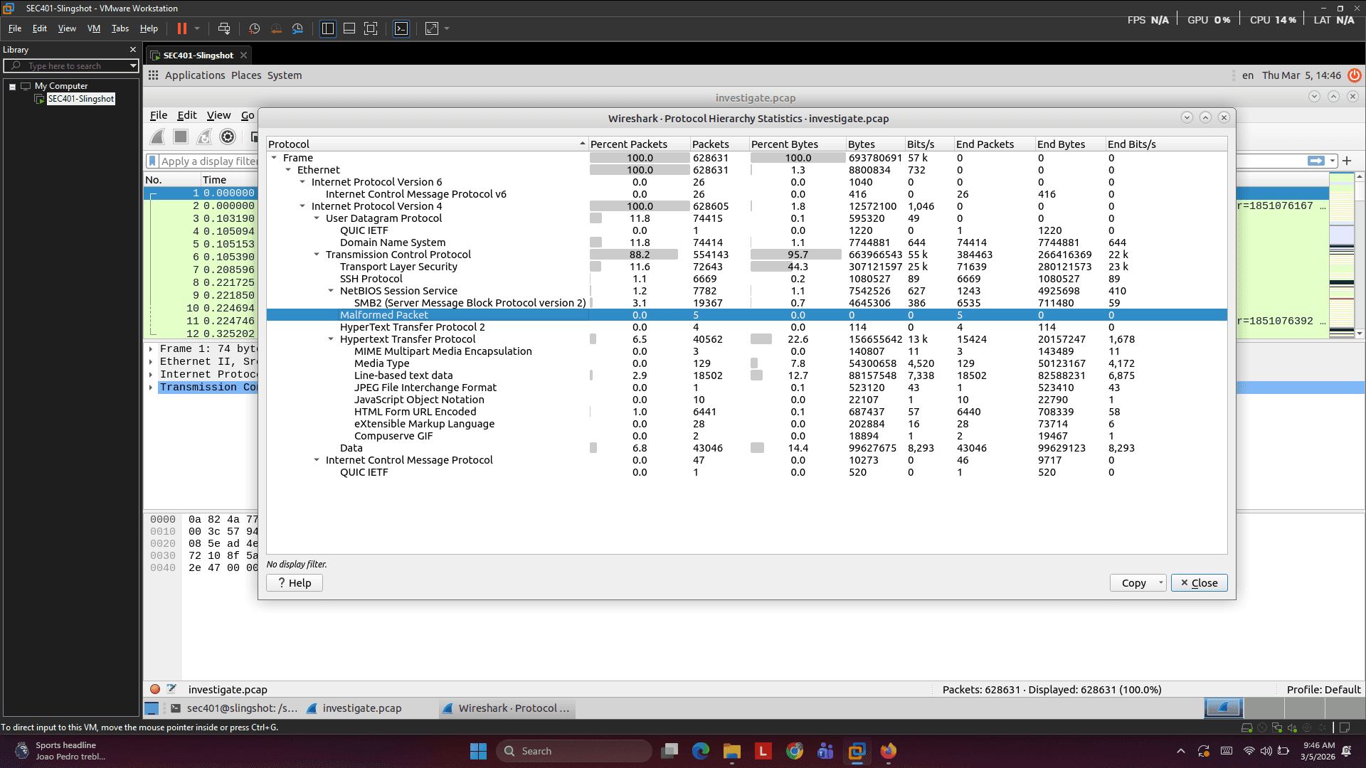 Protocol Hierarchy Statistics