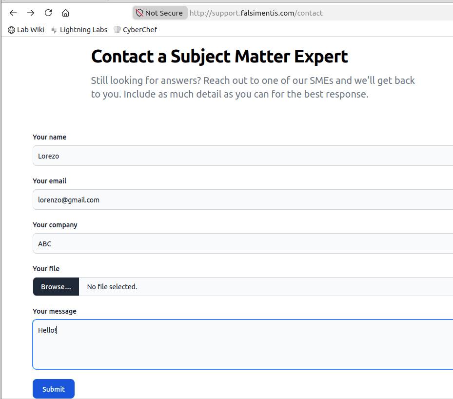 contact form